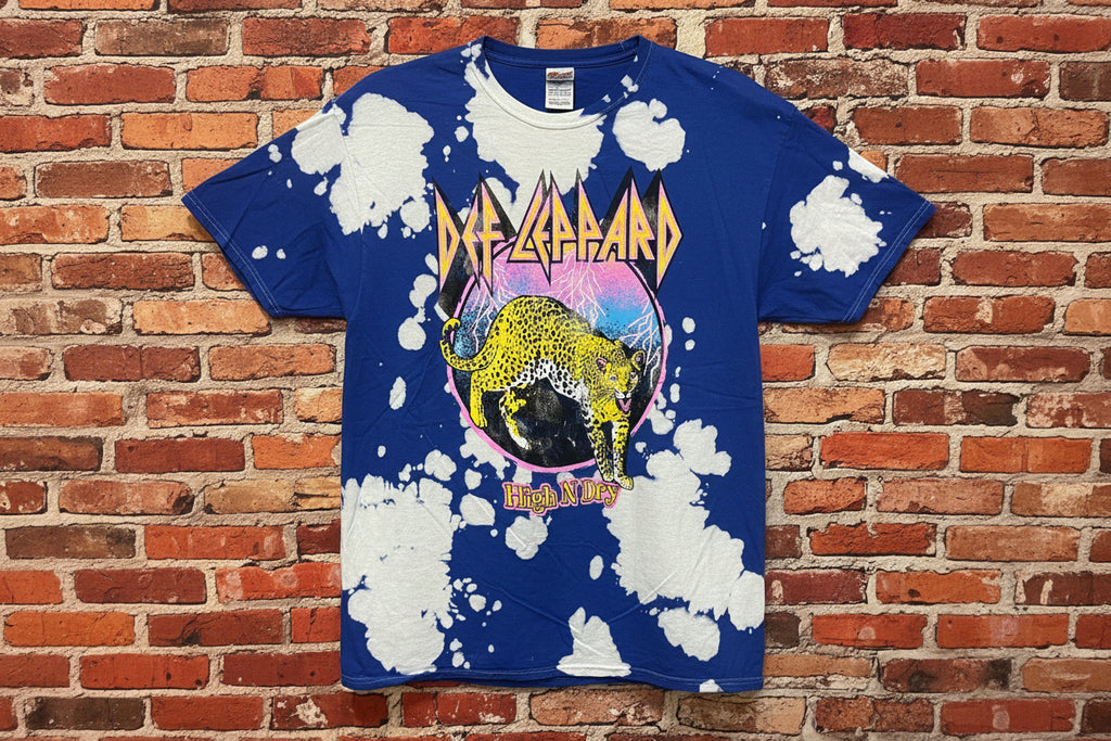 Def Leppard High & Dry Blue Tie Dye Short Sleeve Tee Shirt