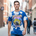 Def Leppard High & Dry Blue Tie Dye Short Sleeve Tee Shirt