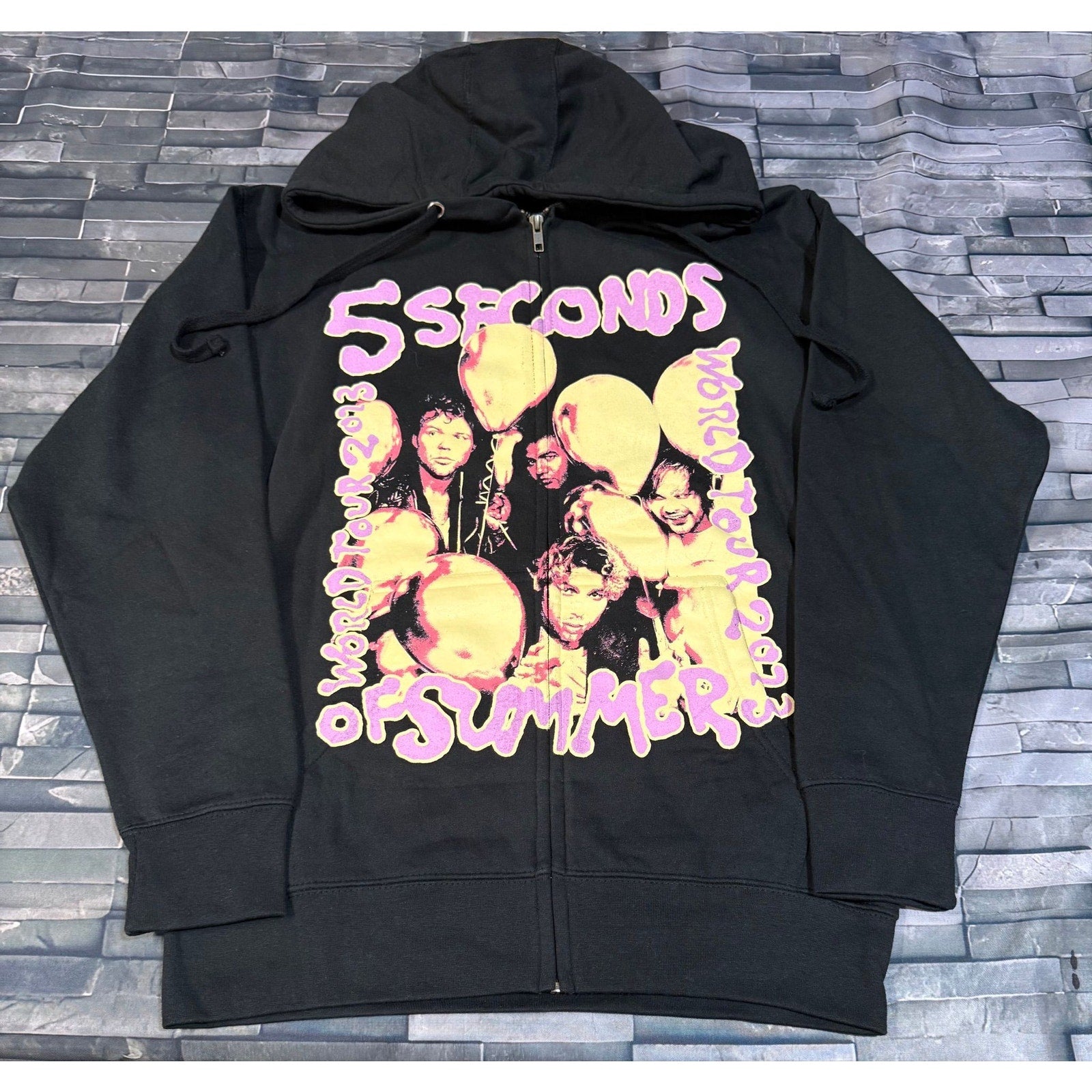 5 Seconds of Summer Pink Tonal zip-up hoodie - S